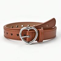 Simple Style Heart Shape Pu Leather Synthetic Resin Buckle Women's Leather Belts main image 2