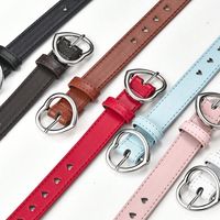Simple Style Heart Shape Pu Leather Synthetic Resin Buckle Women's Leather Belts main image 5