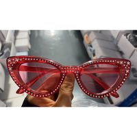 Cool Style Color Block Ac Cat Eye Rhinestone Full Frame Women's Sunglasses sku image 12