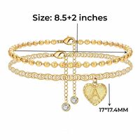 Vacation Letter Heart Shape Copper Plating 14K Gold Plated Women's Anklet main image 2