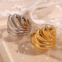 Vintage Style Simple Style Sea Wave Stainless Steel Plating 18k Gold Plated Rings main image 1