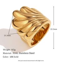 Vintage Style Simple Style Sea Wave Stainless Steel Plating 18k Gold Plated Rings main image 2