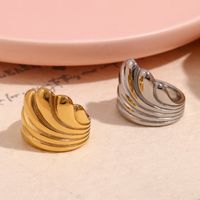 Vintage Style Simple Style Sea Wave Stainless Steel Plating 18k Gold Plated Rings main image 4