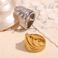 Vintage Style Simple Style Sea Wave Stainless Steel Plating 18k Gold Plated Rings main image 3