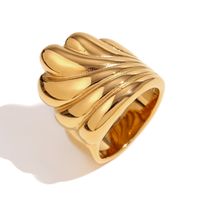 Vintage Style Simple Style Sea Wave Stainless Steel Plating 18k Gold Plated Rings sku image 5