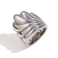 Vintage Style Simple Style Sea Wave Stainless Steel Plating 18k Gold Plated Rings sku image 1