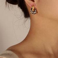 1 Pair Vintage Style Simple Style Leopard Enamel Plating Copper 18k Gold Plated Drop Earrings main image 5