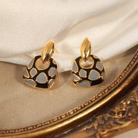 1 Pair Vintage Style Simple Style Leopard Enamel Plating Copper 18k Gold Plated Drop Earrings main image 8