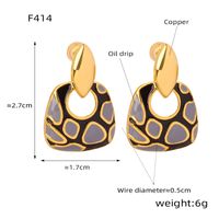 1 Pair Vintage Style Simple Style Leopard Enamel Plating Copper 18k Gold Plated Drop Earrings main image 2