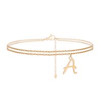 Vacation Letter Heart Shape Copper Plating 14k Gold Plated Women's Anklet sku image 1