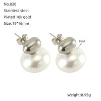 1 Piece Cute Queen Bridal Solid Color Plating Inlay 304 Stainless Steel Pearl 18K Gold Plated Ear Studs sku image 1