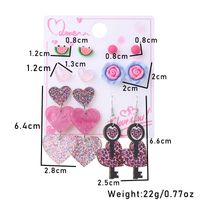 1 Set Cute Sweet Heart Shape Cat Flower Arylic Wood Resin Drop Earrings Ear Studs main image 2