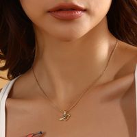 Vacation Sweet Bird Copper Zircon Pendant Necklace main image 4