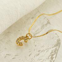Edelstahl 304 18 Karat Vergoldet Einfacher Stil Überzug Brief Strasssteine Halskette Mit Anhänger main image 5