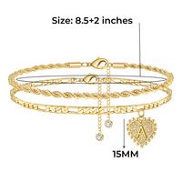 Vacation Letter Heart Shape Copper Layered Plating 14k Gold Plated Women's Anklet main image 2