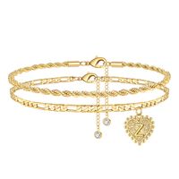 Vacation Letter Heart Shape Copper Layered Plating 14k Gold Plated Women's Anklet sku image 24