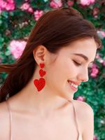 1 Pair Romantic Sweet Heart Shape Handmade Beaded Drop Earrings main image 1