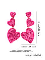 1 Pair Romantic Sweet Heart Shape Handmade Beaded Drop Earrings sku image 2