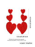 1 Pair Romantic Sweet Heart Shape Handmade Beaded Drop Earrings sku image 1