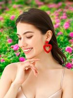 1 Pair Romantic Sweet Heart Shape Handmade Beaded Drop Earrings main image 5
