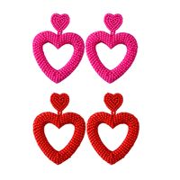 1 Pair Romantic Sweet Heart Shape Handmade Beaded Drop Earrings main image 6