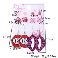 1 Set Cute Simple Style Lips Letter Heart Shape Arylic Wood Drop Earrings Ear Studs main image 4