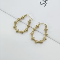 1 Pair Retro Geometric Bamboo Plating 304 Stainless Steel 18K Gold Plated Earrings main image 5