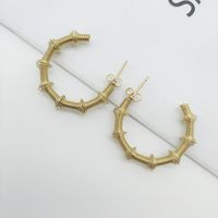 1 Pair Retro Geometric Bamboo Plating 304 Stainless Steel 18K Gold Plated Earrings main image 6