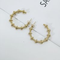1 Pair Retro Geometric Bamboo Plating 304 Stainless Steel 18K Gold Plated Earrings main image 7