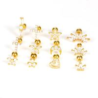 1 Piece Cute Queen Shiny Heart Shape Flower Plating Inlay 304 Stainless Steel Copper Zircon Ear Studs main image 3