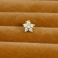 1 Piece Cute Queen Shiny Heart Shape Flower Plating Inlay 304 Stainless Steel Copper Zircon Ear Studs sku image 5