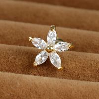 1 Piece Cute Queen Shiny Heart Shape Flower Plating Inlay 304 Stainless Steel Copper Zircon Ear Studs sku image 9