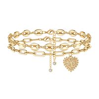 Vacation Letter Heart Shape Copper Layered Plating 14k Gold Plated Women's Anklet sku image 10