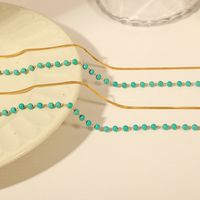 Ig-stil Elegant Geometrisch Türkis Titan Stahl Perlen Überzug 18 Karat Vergoldet Doppellagige Halsketten main image 3