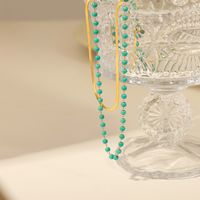 Ig-stil Elegant Geometrisch Türkis Titan Stahl Perlen Überzug 18 Karat Vergoldet Doppellagige Halsketten main image 6