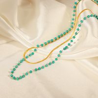 Ig-stil Elegant Geometrisch Türkis Titan Stahl Perlen Überzug 18 Karat Vergoldet Doppellagige Halsketten main image 8
