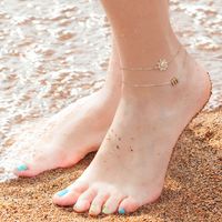 Vacation Sunflower Letter Copper Layered Plating 14k Gold Plated Women's Anklet main image 7