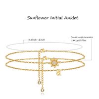 Vacation Sunflower Letter Copper Layered Plating 14k Gold Plated Women's Anklet main image 2