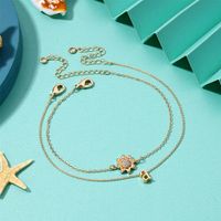 Vacation Sunflower Letter Copper Layered Plating 14k Gold Plated Women's Anklet main image 1