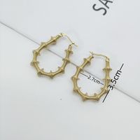 1 Pair Retro Geometric Bamboo Plating 304 Stainless Steel 18K Gold Plated Earrings main image 4