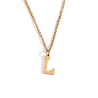 Simple Style Letter Stainless Steel Plating 18k Gold Plated Pendant Necklace sku image 12