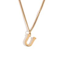 Simple Style Letter Stainless Steel Plating 18k Gold Plated Pendant Necklace sku image 21