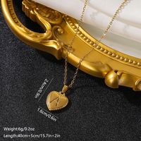Vintage Style Simple Style Heart Shape Stainless Steel 18k Gold Plated Pendant Necklace main image 2