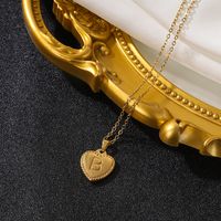 Vintage Style Simple Style Heart Shape Stainless Steel 18k Gold Plated Pendant Necklace sku image 2