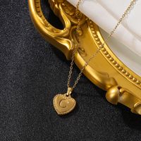 Vintage Style Simple Style Heart Shape Stainless Steel 18k Gold Plated Pendant Necklace sku image 3