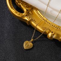 Vintage Style Simple Style Heart Shape Stainless Steel 18k Gold Plated Pendant Necklace sku image 8