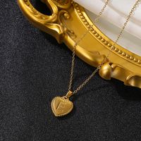 Vintage Style Simple Style Heart Shape Stainless Steel 18k Gold Plated Pendant Necklace sku image 5