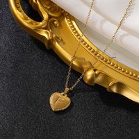 Vintage Style Simple Style Heart Shape Stainless Steel 18k Gold Plated Pendant Necklace sku image 6
