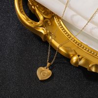 Vintage Style Simple Style Heart Shape Stainless Steel 18k Gold Plated Pendant Necklace sku image 7