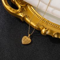 Vintage Style Simple Style Heart Shape Stainless Steel 18k Gold Plated Pendant Necklace sku image 11